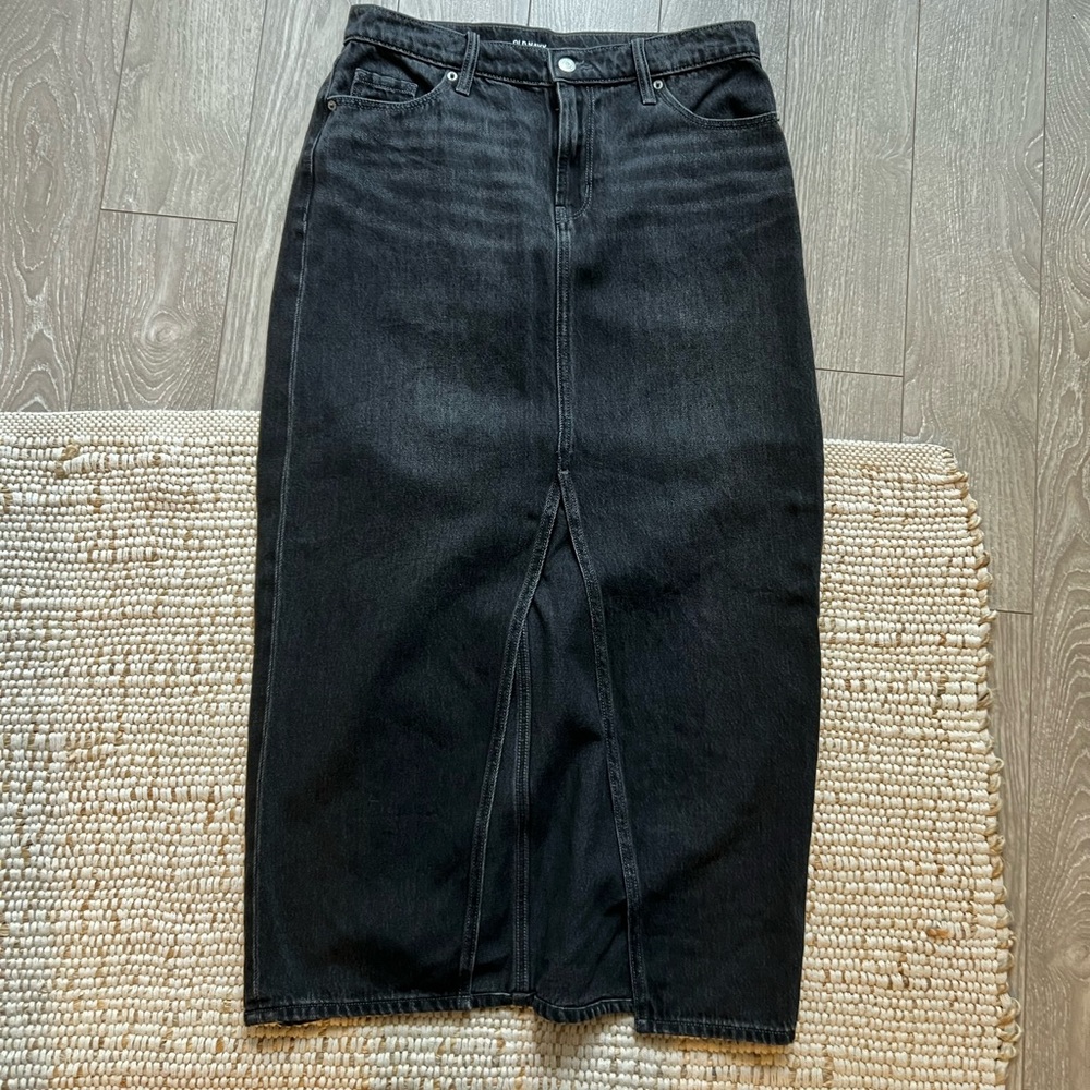 OLD NAVY Black Denim Midi Skirt